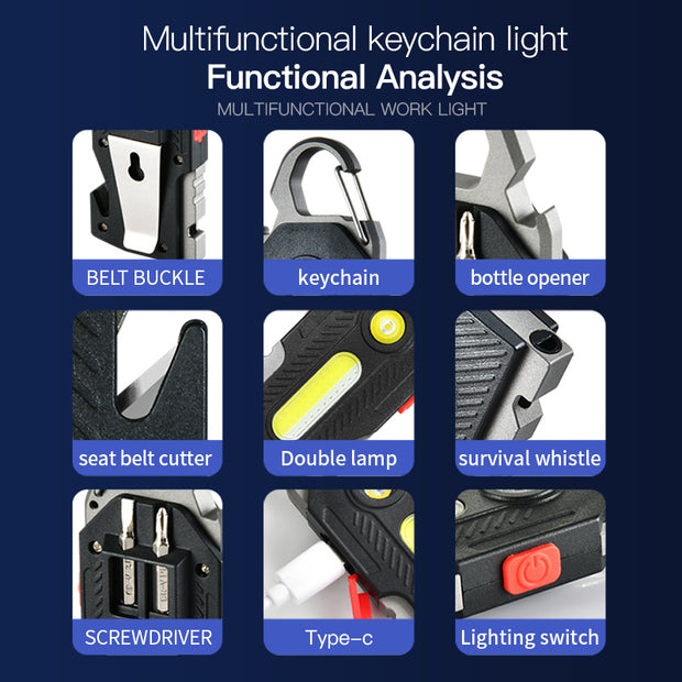 Keychain Hero: Multifunctional COB Emergency Light for Outdoor Adventures